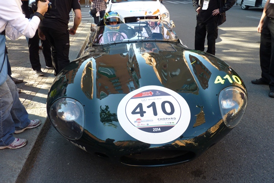 Racing duo Bruno Senna and Martin Brundle get ready for the final Bologna to Brescia stage of the Mille Miglia