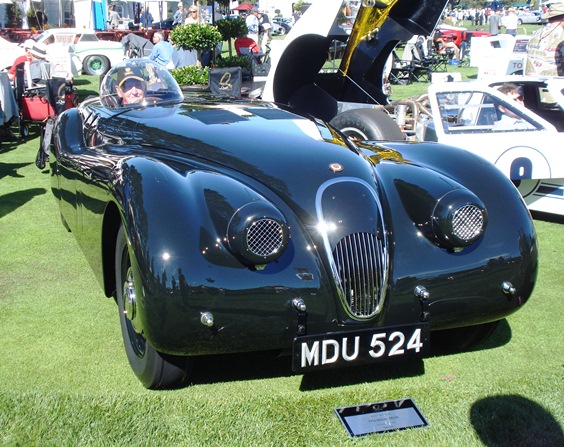 Norman Dewis and the special XK120 which he drove to a Land Speed World Record